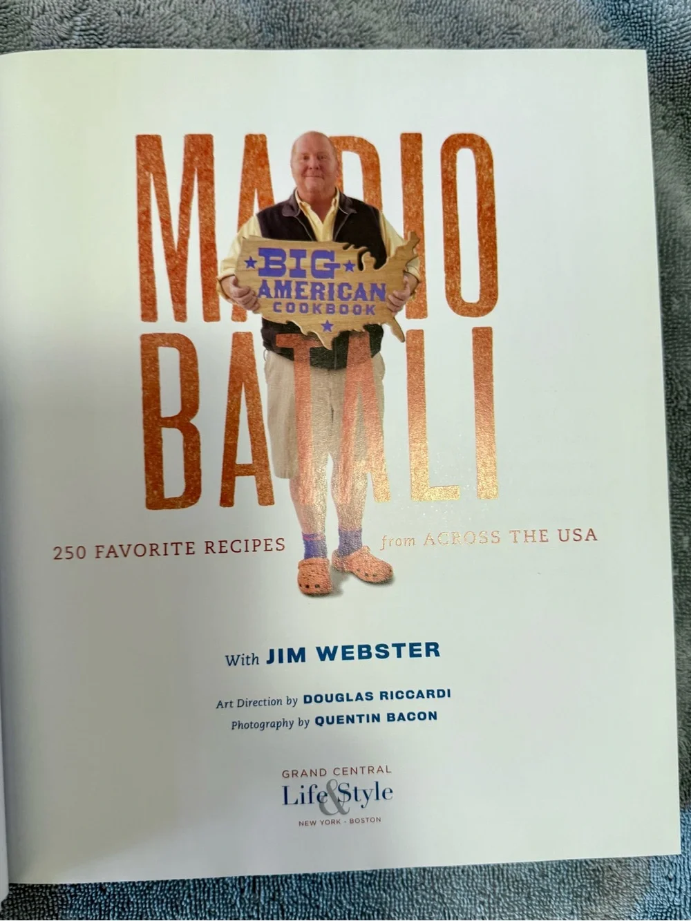 Mario Batali Big American Cookbook - White & Orange Cover - signed / autographed